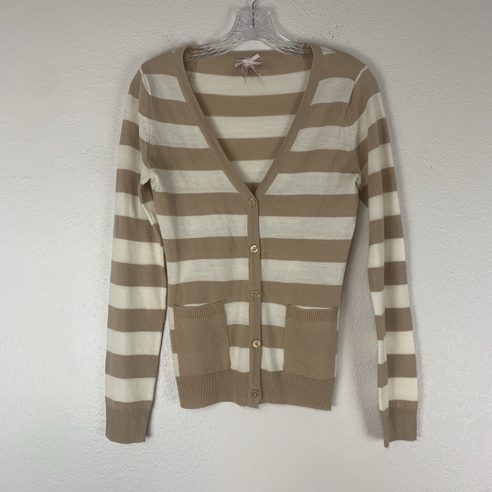 Derek Heart Sweater Womens Medium Cardigan Stripe